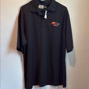Blue Pointe Mustang Logo Car Men's Black Polo Shirt